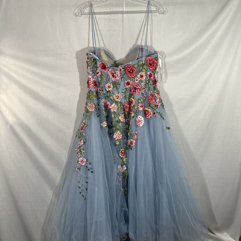 NWT MAC DUGGAL [‎ 10 ] 20651 Bustier Embroidered Floral A-Line Dress Blue J1803 - Picture 13 of 16